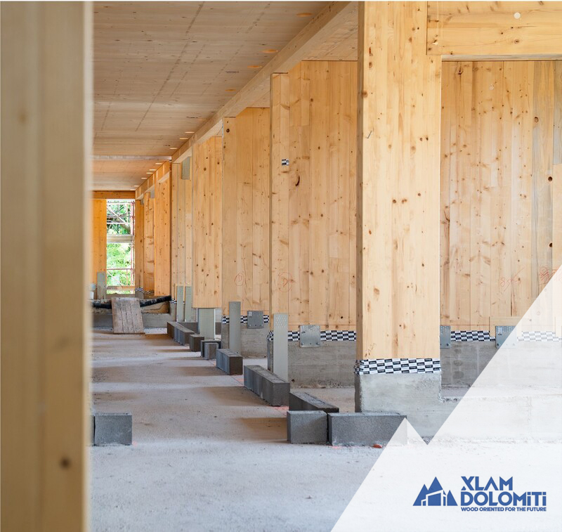 Interior construction of a student residence with CLT panels