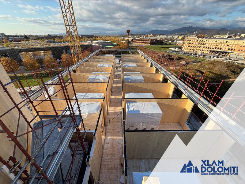 Student accommodation spaces under construction with CLT